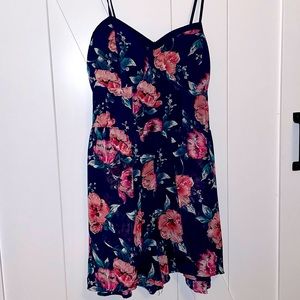 Navy Floral Xhilaration Romper, Juniors Size XL